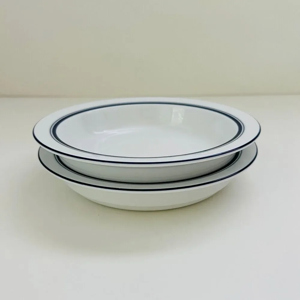 DANSK Bistro Christianshavn Blue Rimmed Soup Bowls, Set of 2